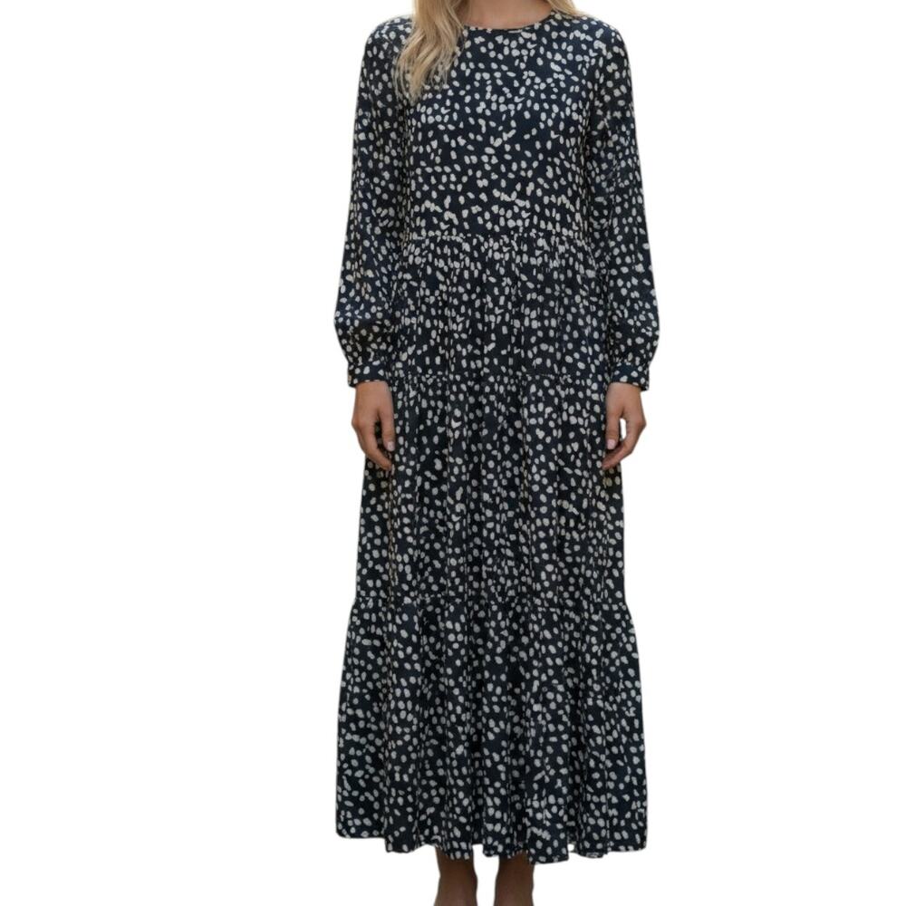 Never Fully Dressed Navy Rosemary Oversized Printed Midi Maxi Dress 4 6‎ NWT